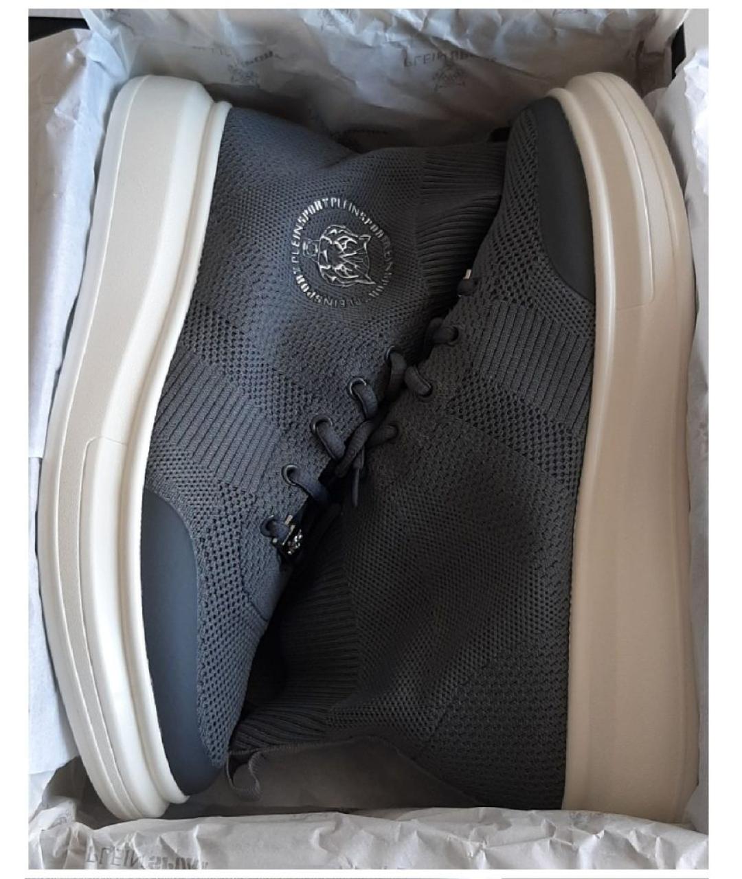 PLEIN SPORT Серые синтетические высокие кроссовки / кеды, фото 5
