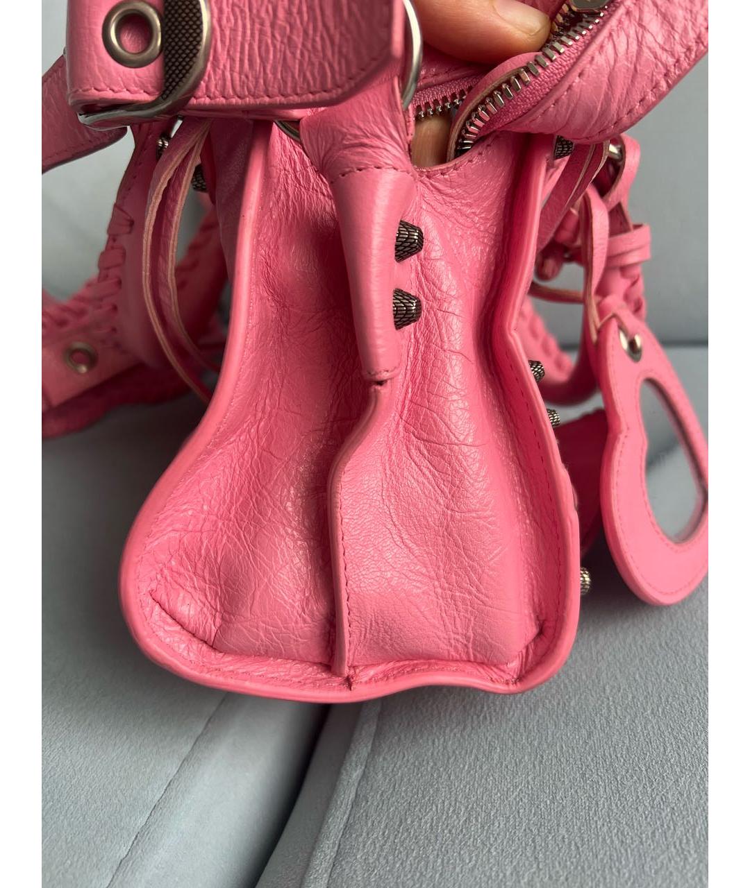 BALENCIAGA Розовая кожаная сумка с короткими ручками, фото 2