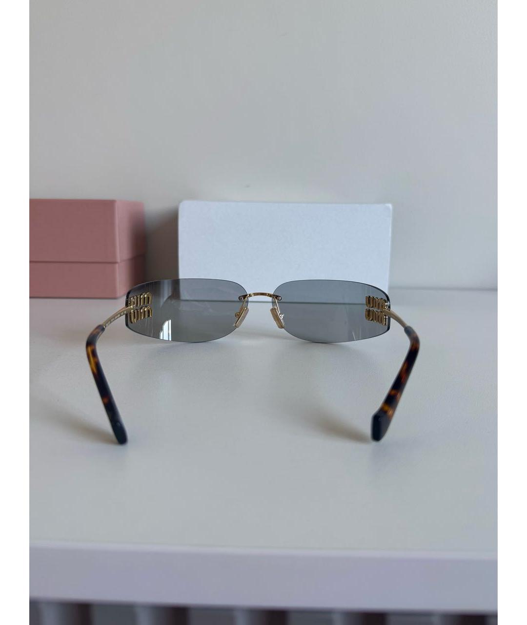 MIU MIU Голубые металлические солнцезащитные очки, фото 6