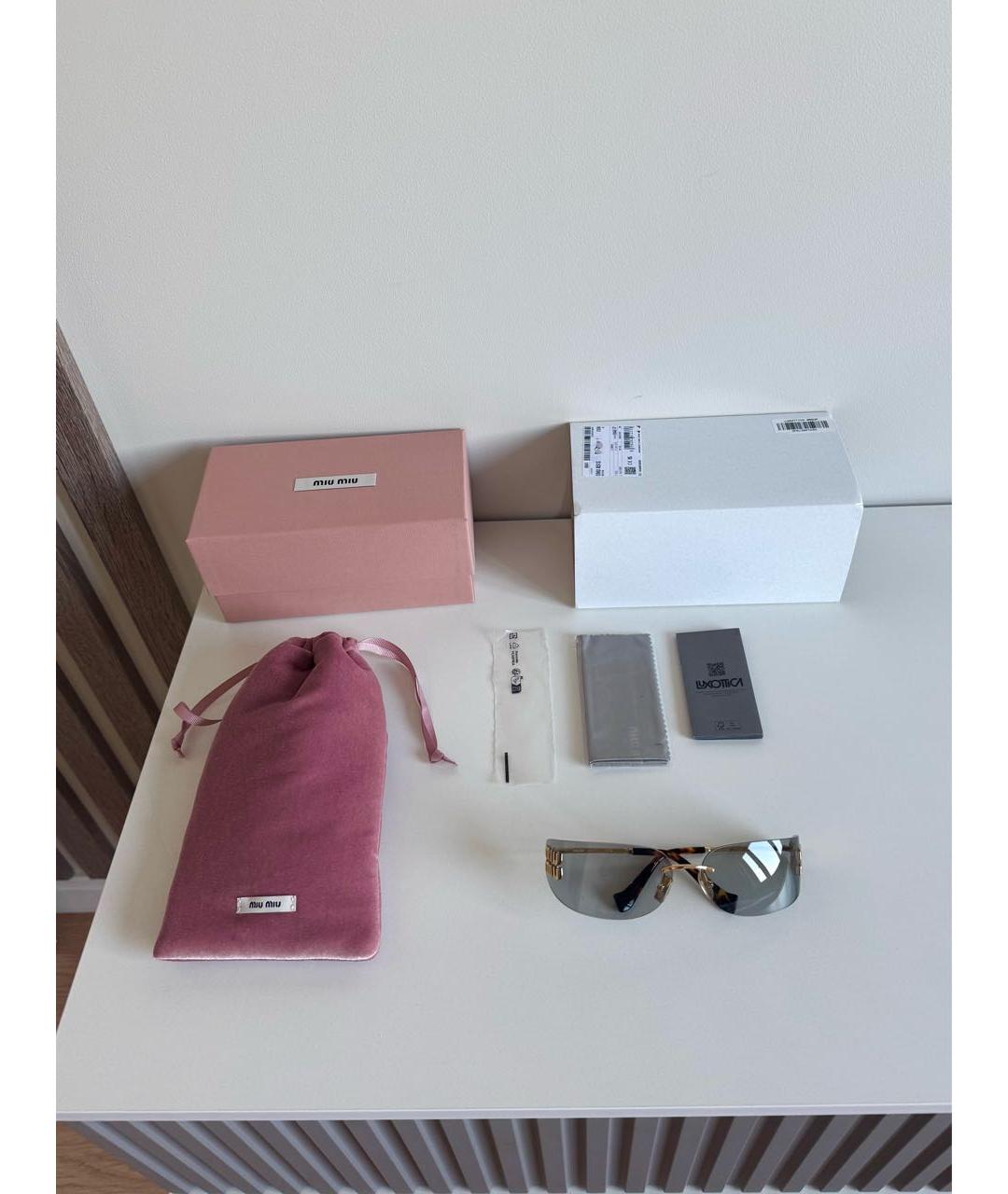 MIU MIU Голубые металлические солнцезащитные очки, фото 2