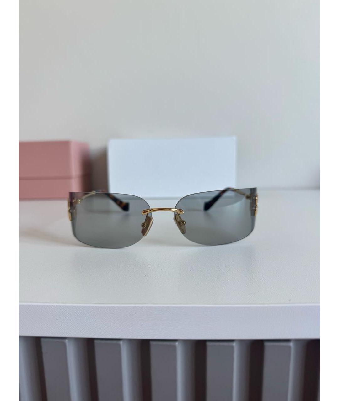 MIU MIU Голубые металлические солнцезащитные очки, фото 4