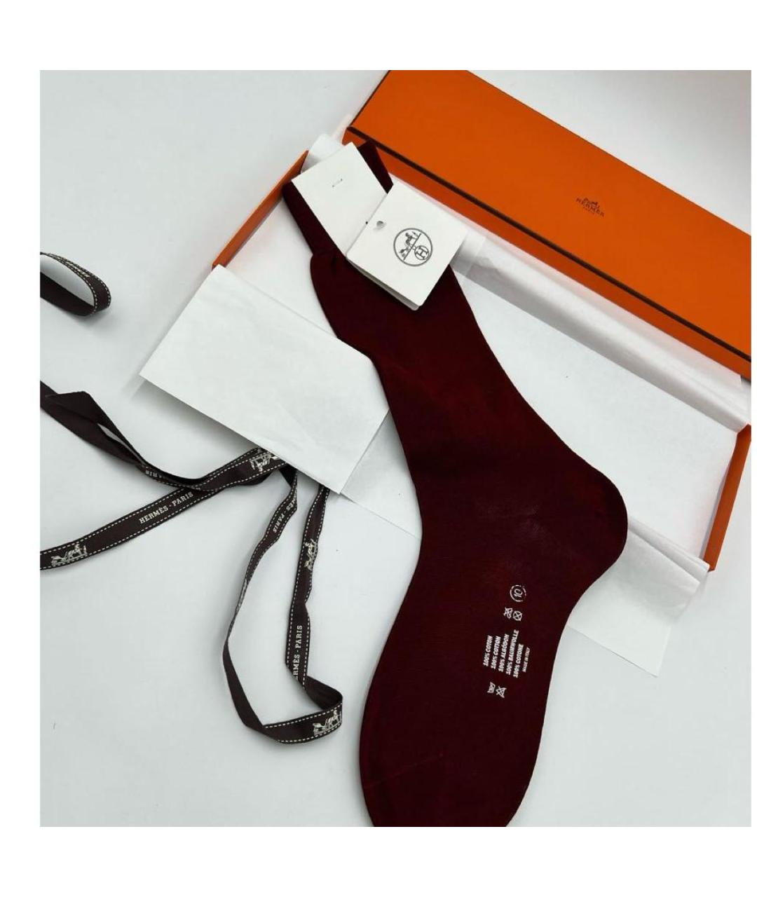 HERMES Бордовые носки, чулки и колготы, фото 2
