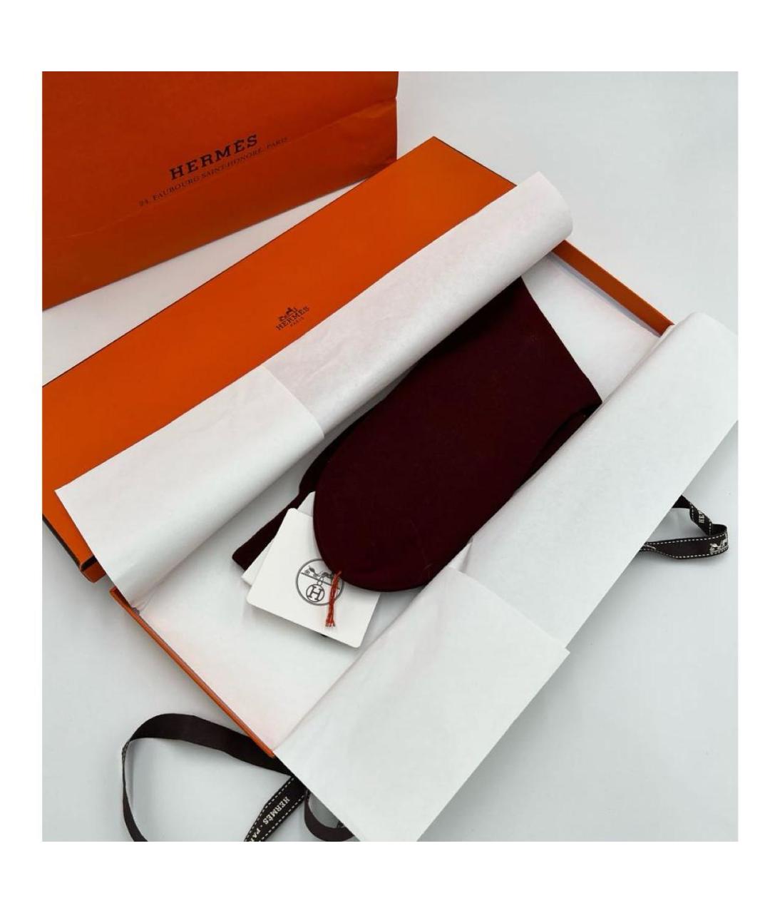 HERMES Бордовые носки, чулки и колготы, фото 4