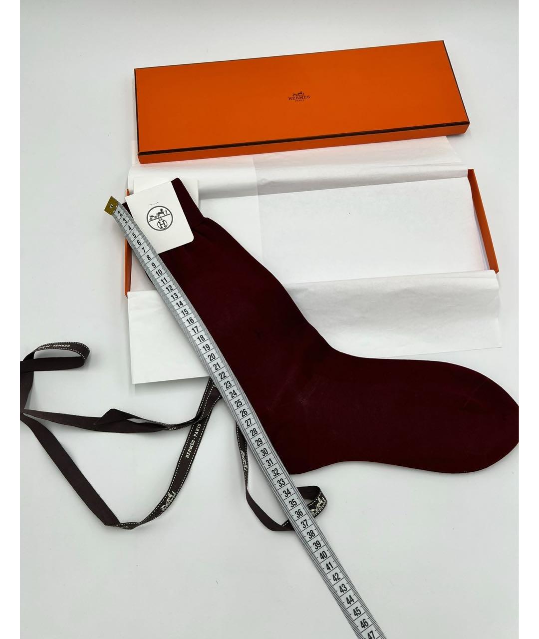 HERMES Бордовые носки, чулки и колготы, фото 6
