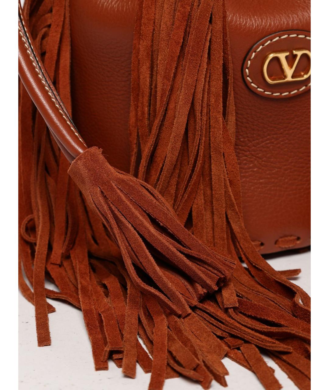 VALENTINO Коричневая кожаная сумка тоут, фото 2
