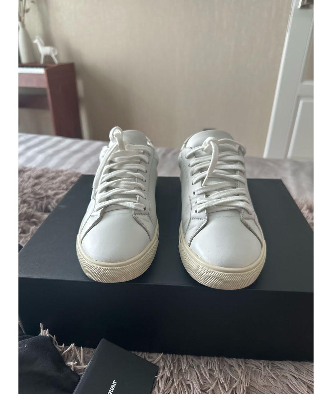SAINT LAURENT Белые кожаные кеды, фото 2