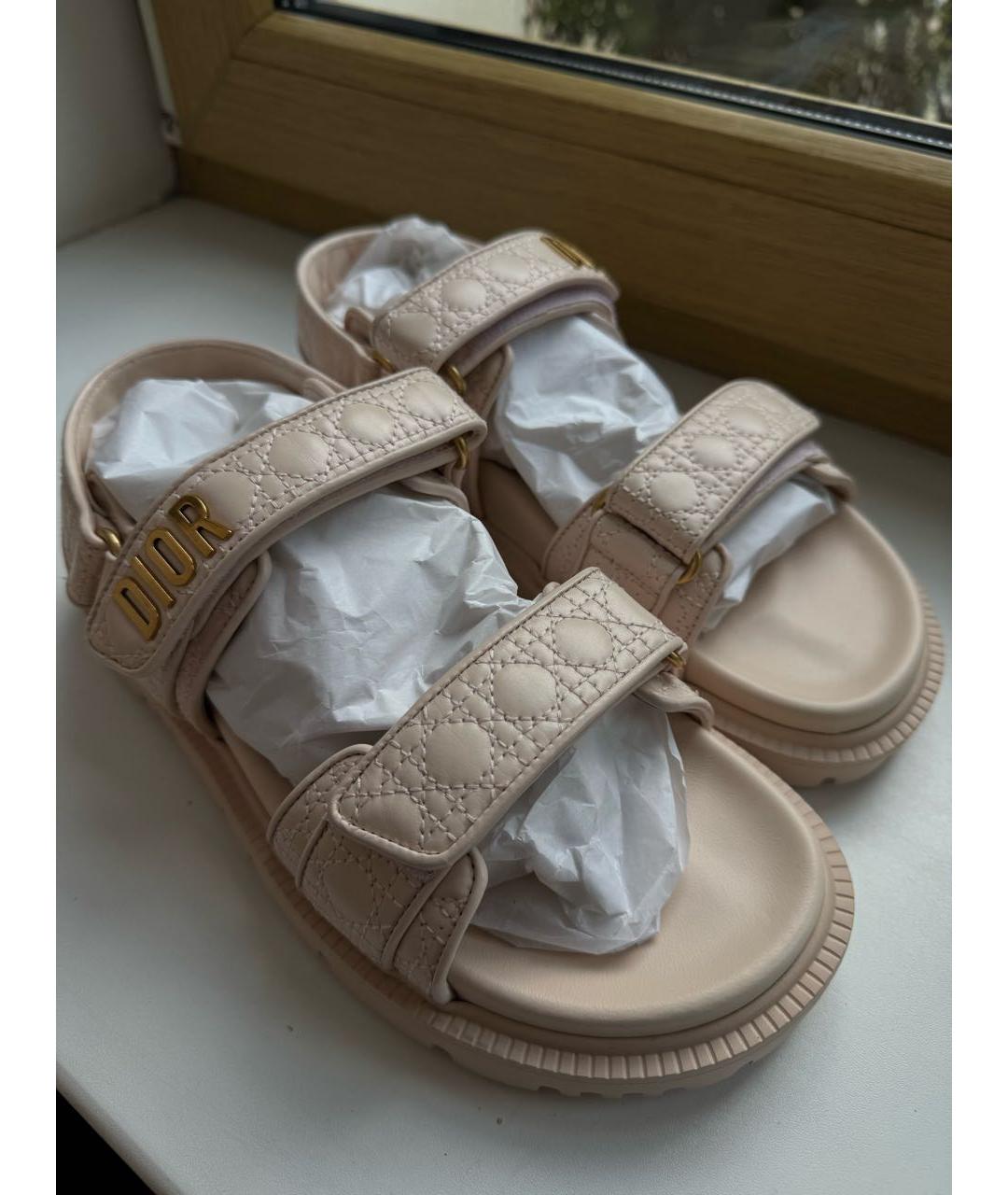 CHRISTIAN DIOR Розовые кожаные сандалии, фото 3
