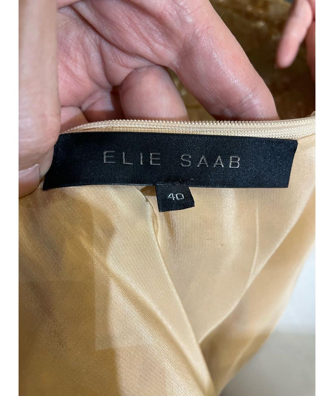 ELIE SAAB Золотое шелковое вечернее платье, фото 3