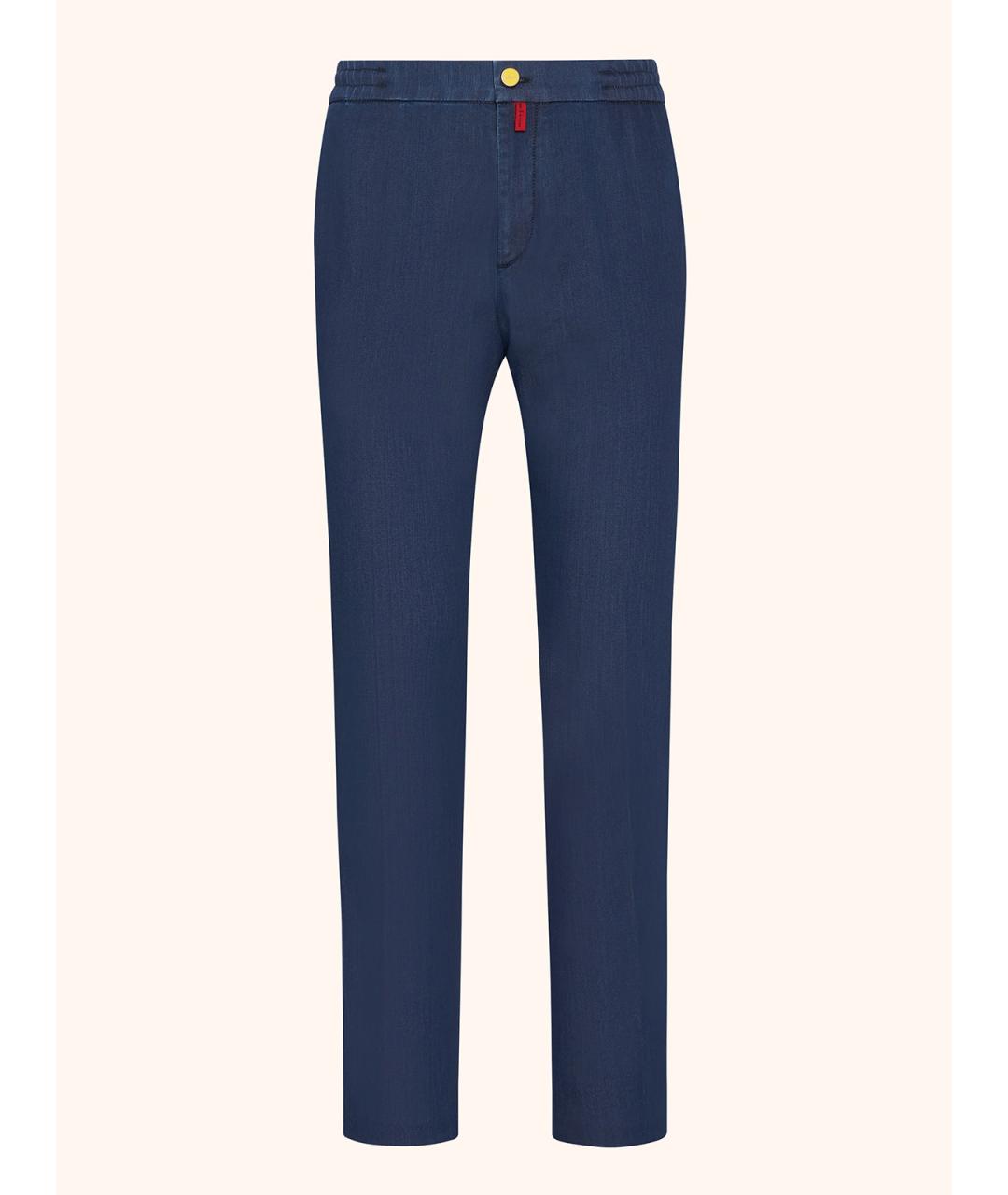 KITON Синие хлопко-эластановые повседневные брюки, фото 6