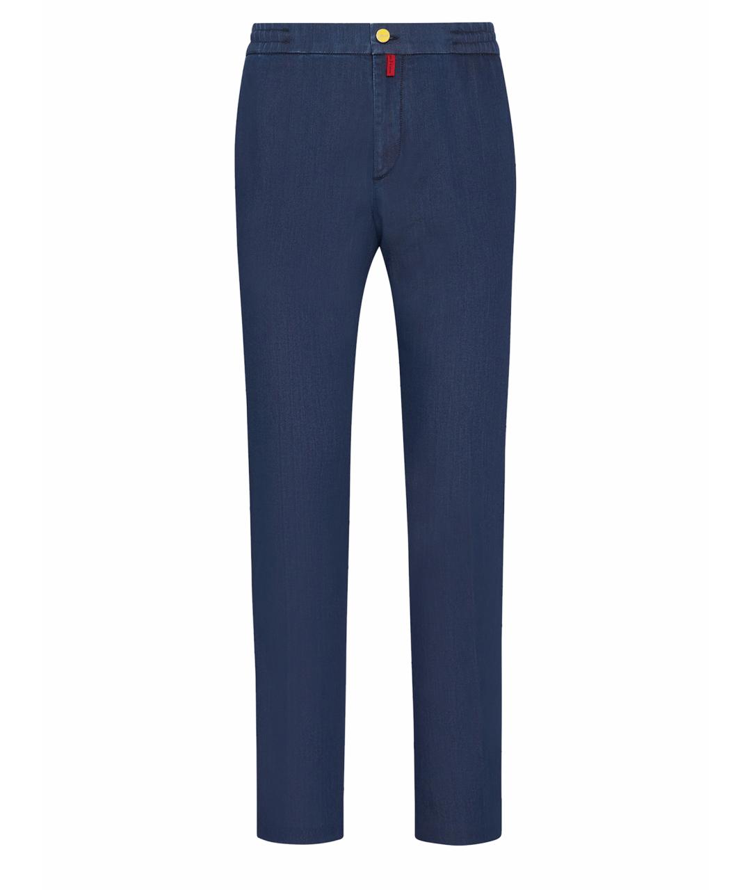 KITON Синие хлопко-эластановые повседневные брюки, фото 1