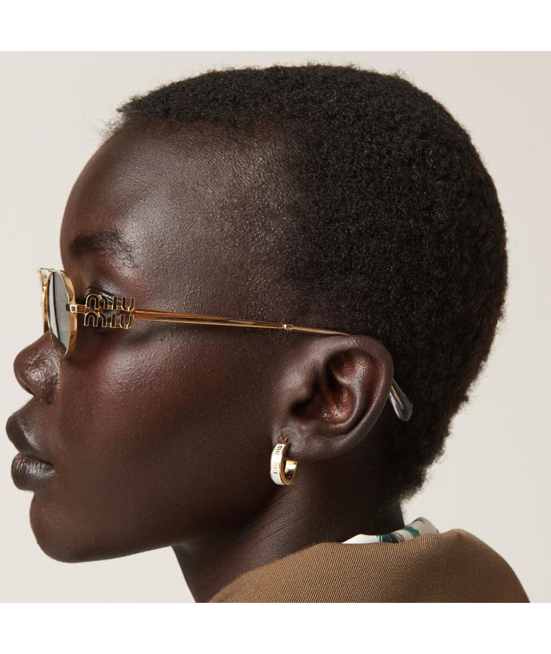 MIU MIU Белые латунные серьги, фото 4