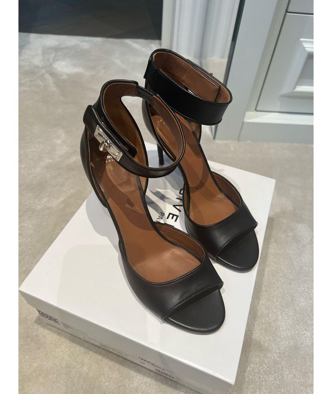 GIVENCHY Черные кожаные босоножки, фото 4