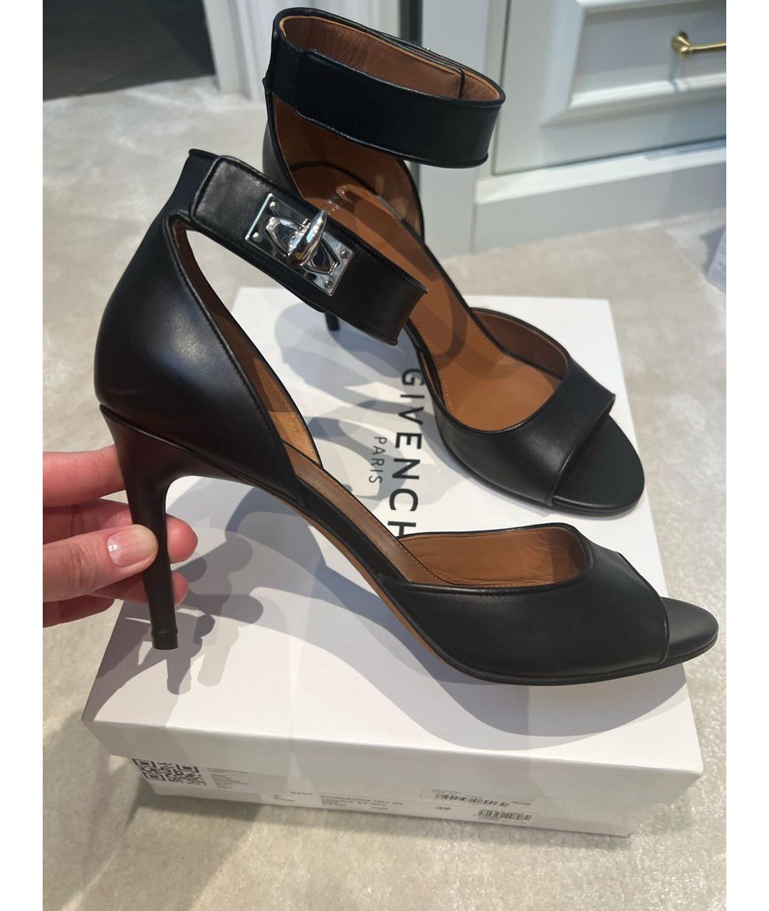 GIVENCHY Черные кожаные босоножки, фото 6