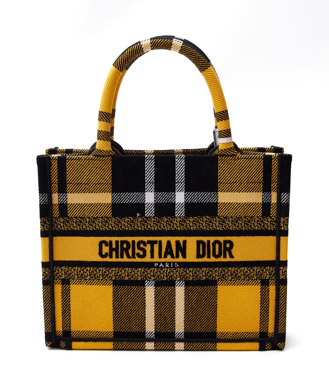 CHRISTIAN DIOR Желтая тканевая сумка тоут, фото 1