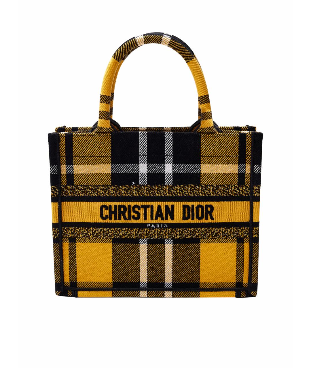 CHRISTIAN DIOR Желтая тканевая сумка тоут, фото 1