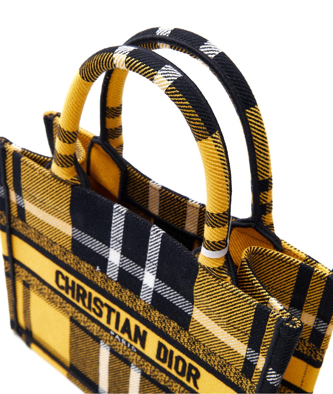 CHRISTIAN DIOR Желтая тканевая сумка тоут, фото 7