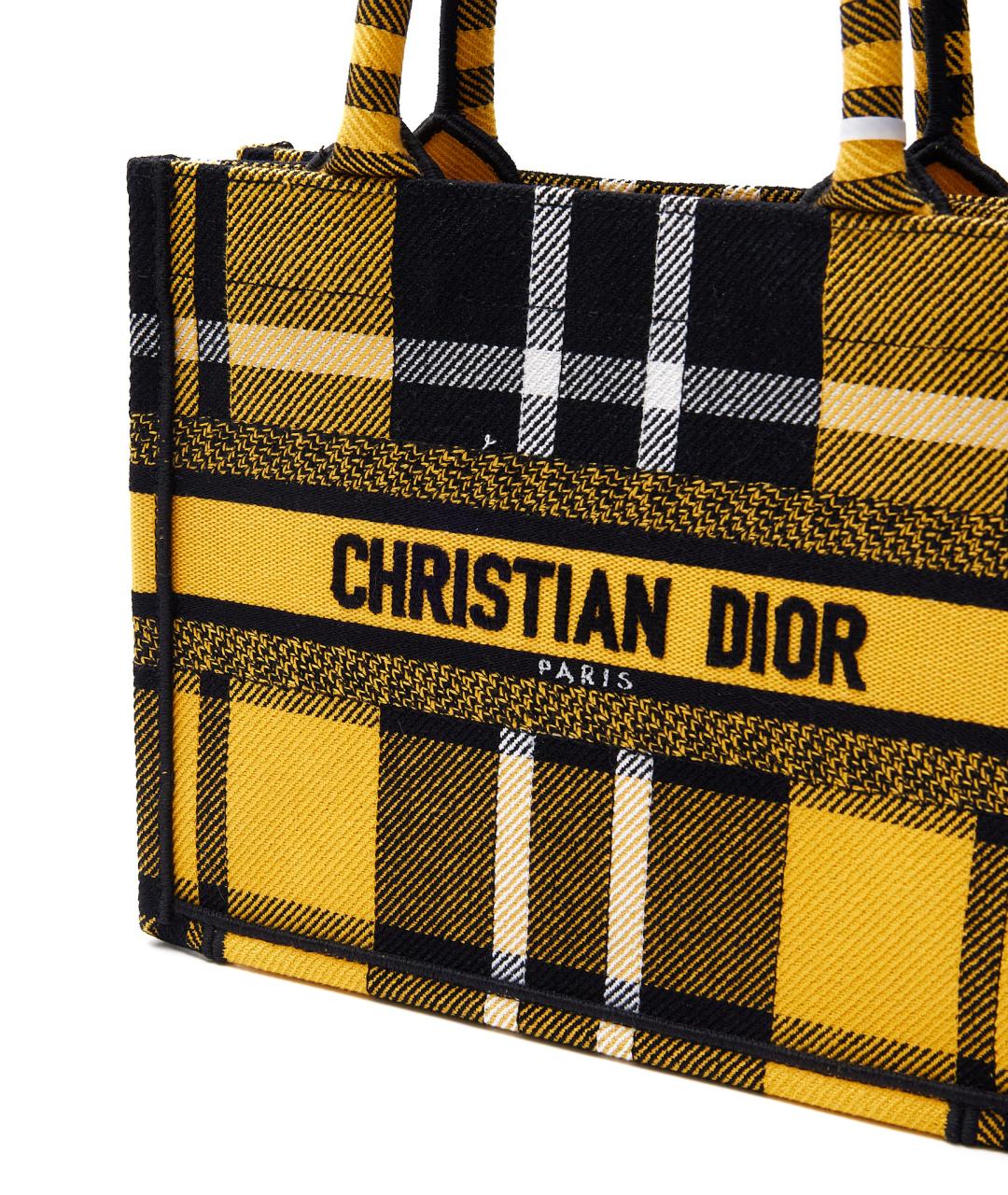 CHRISTIAN DIOR Желтая тканевая сумка тоут, фото 8