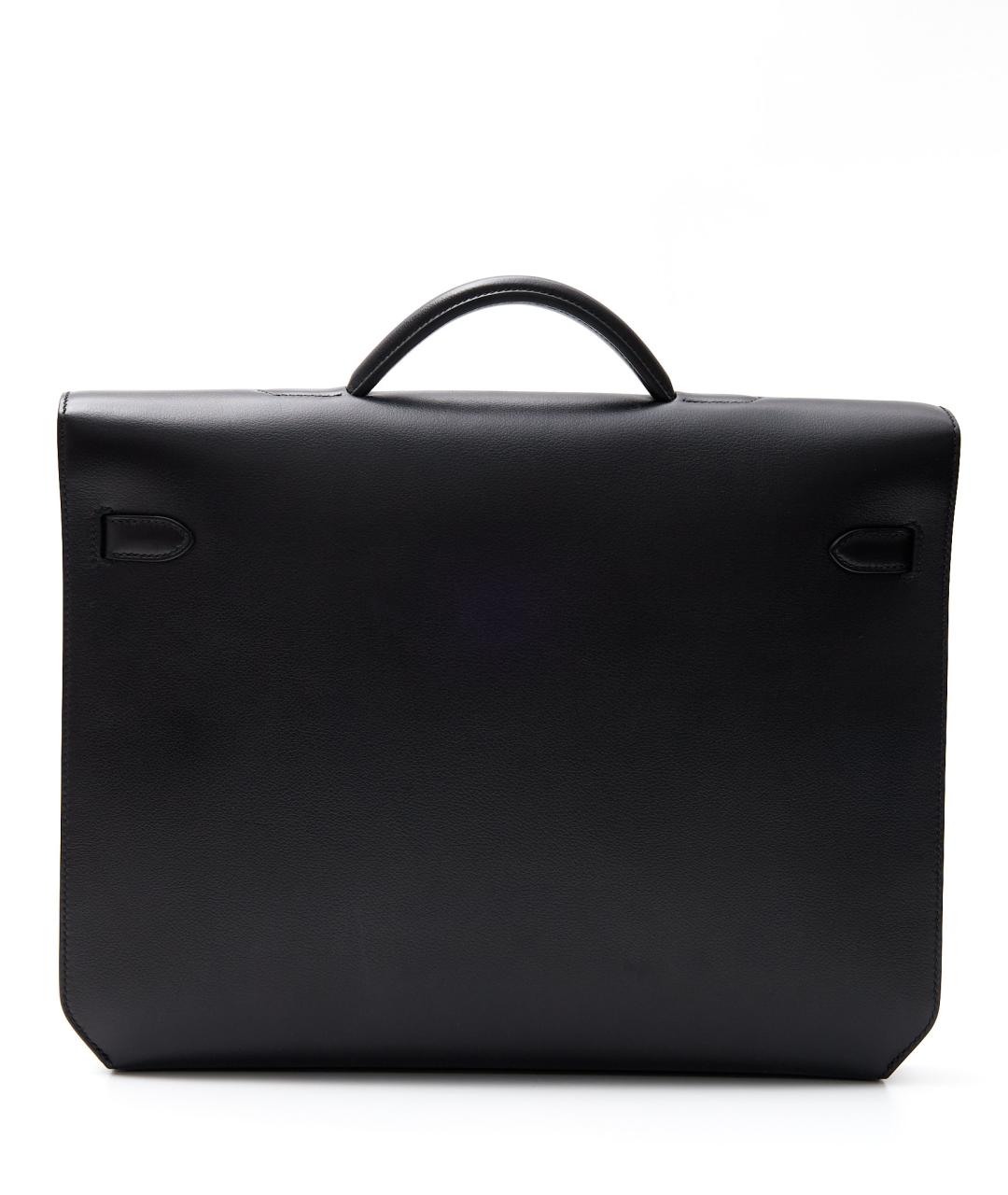 HERMES Черный кожаный портфель, фото 3