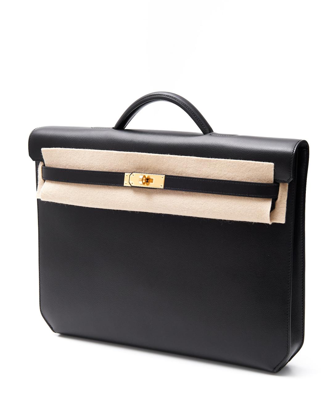 HERMES Черный кожаный портфель, фото 2