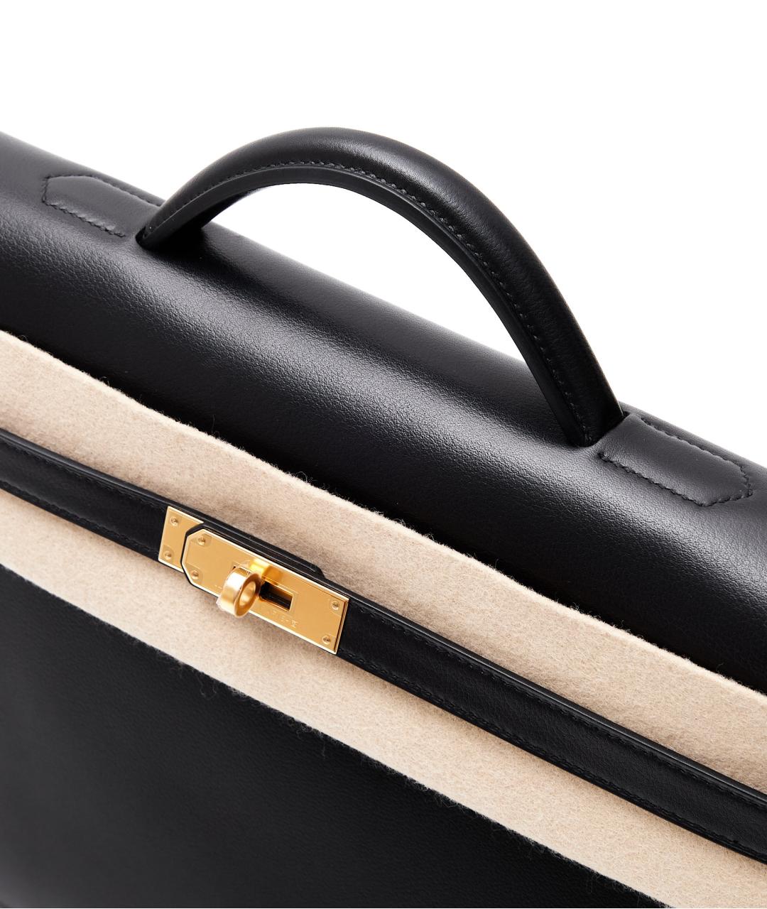 HERMES Черный кожаный портфель, фото 4