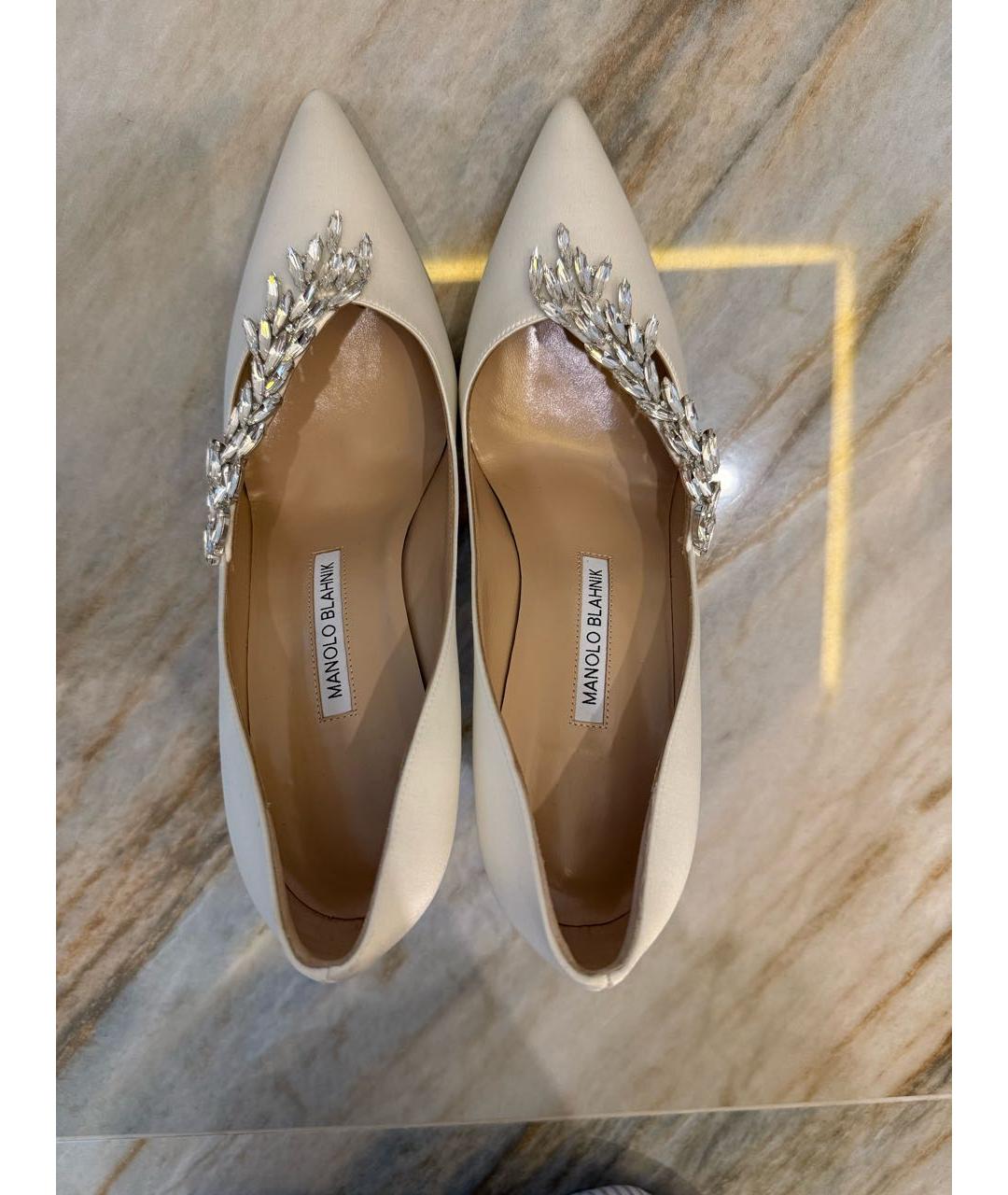 MANOLO BLAHNIK Белые текстильные туфли, фото 3