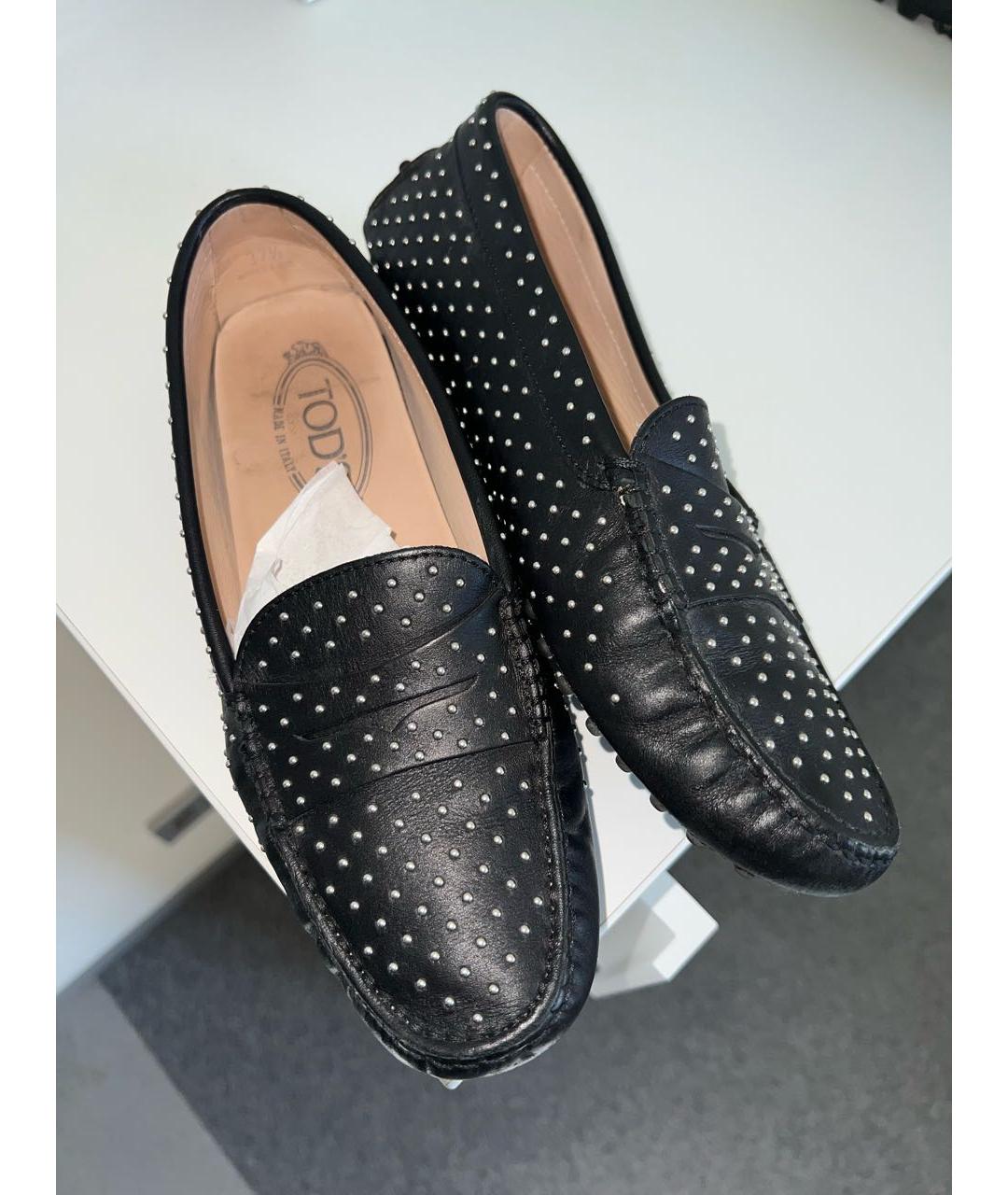 TOD'S Черные кожаные мокасины, фото 2