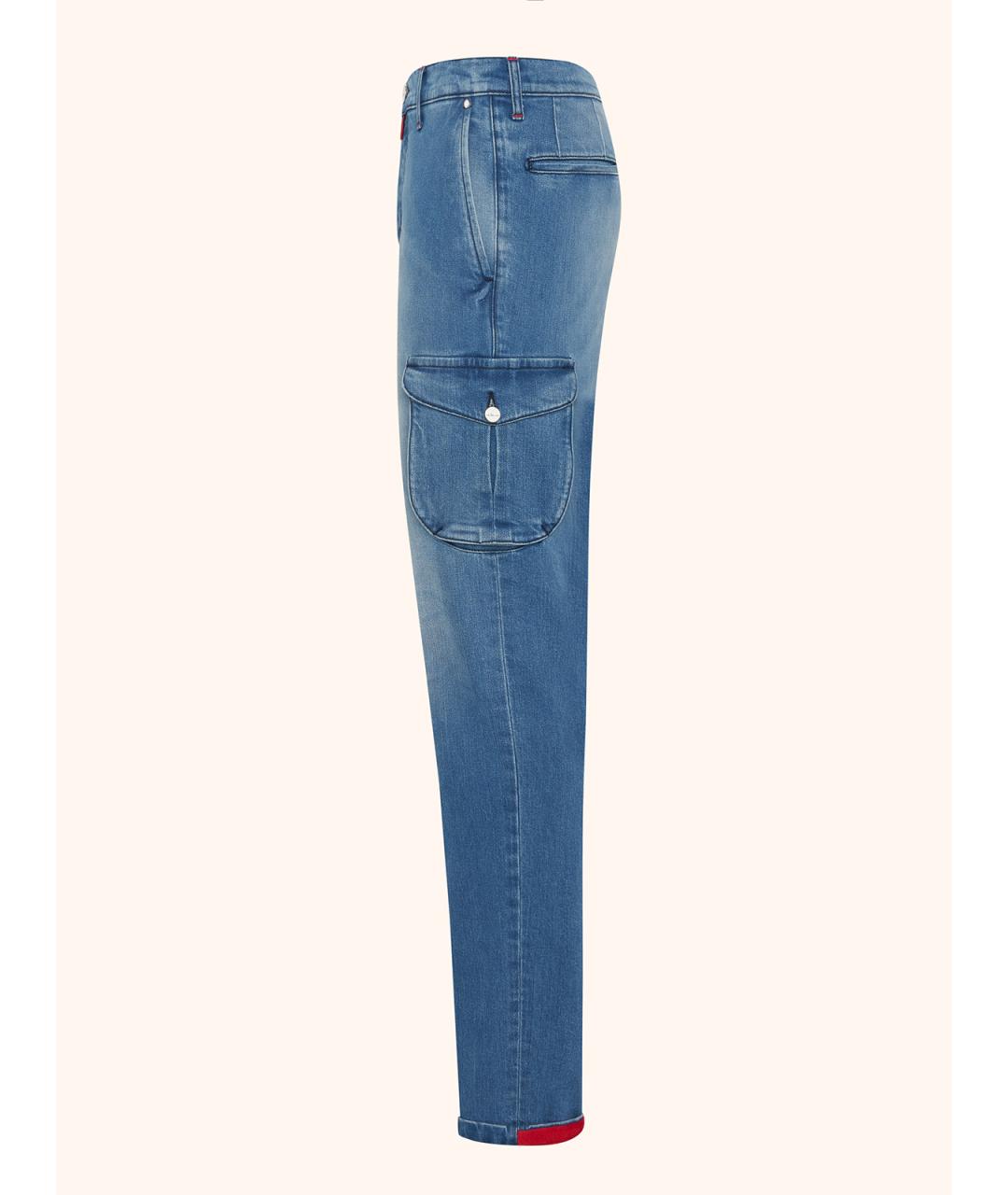 KITON Голубые хлопко-эластановые джинсы, фото 5