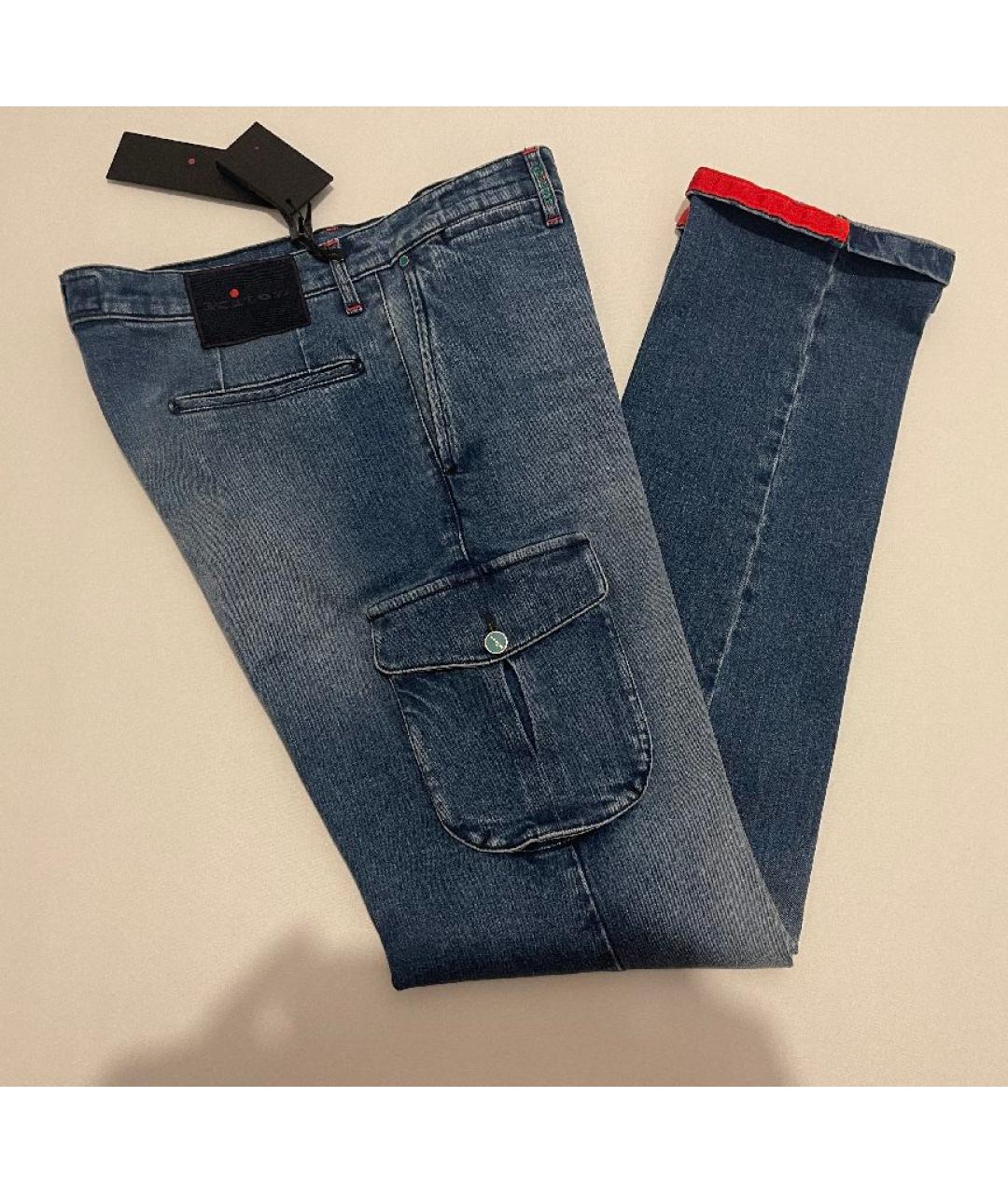 KITON Голубые хлопко-эластановые джинсы, фото 4