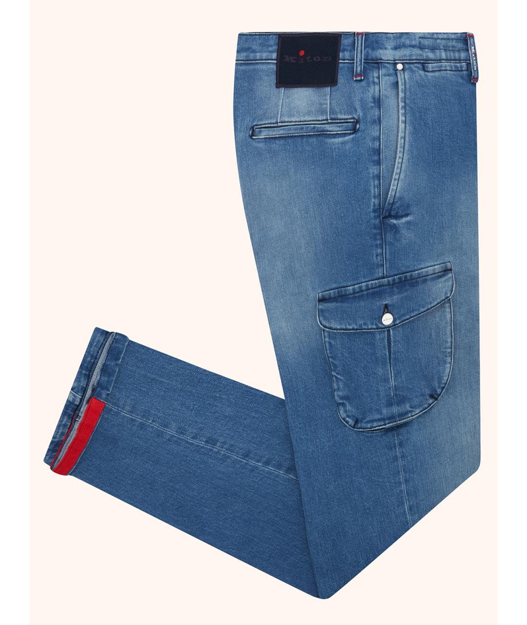 KITON Голубые хлопко-эластановые джинсы, фото 4