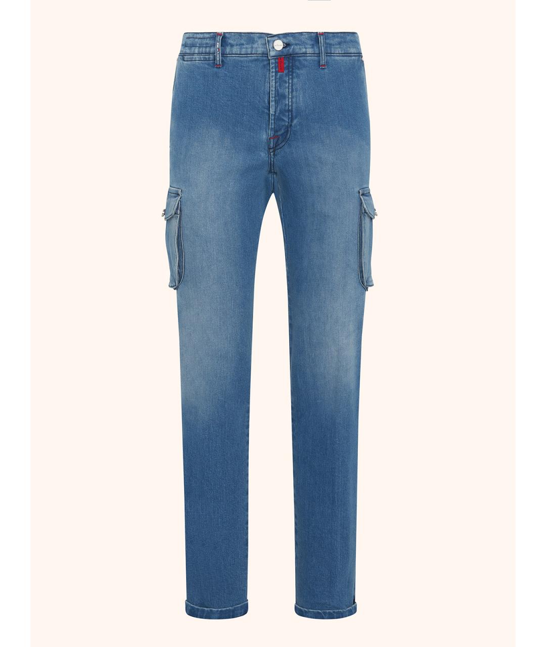 KITON Голубые хлопко-эластановые джинсы, фото 6