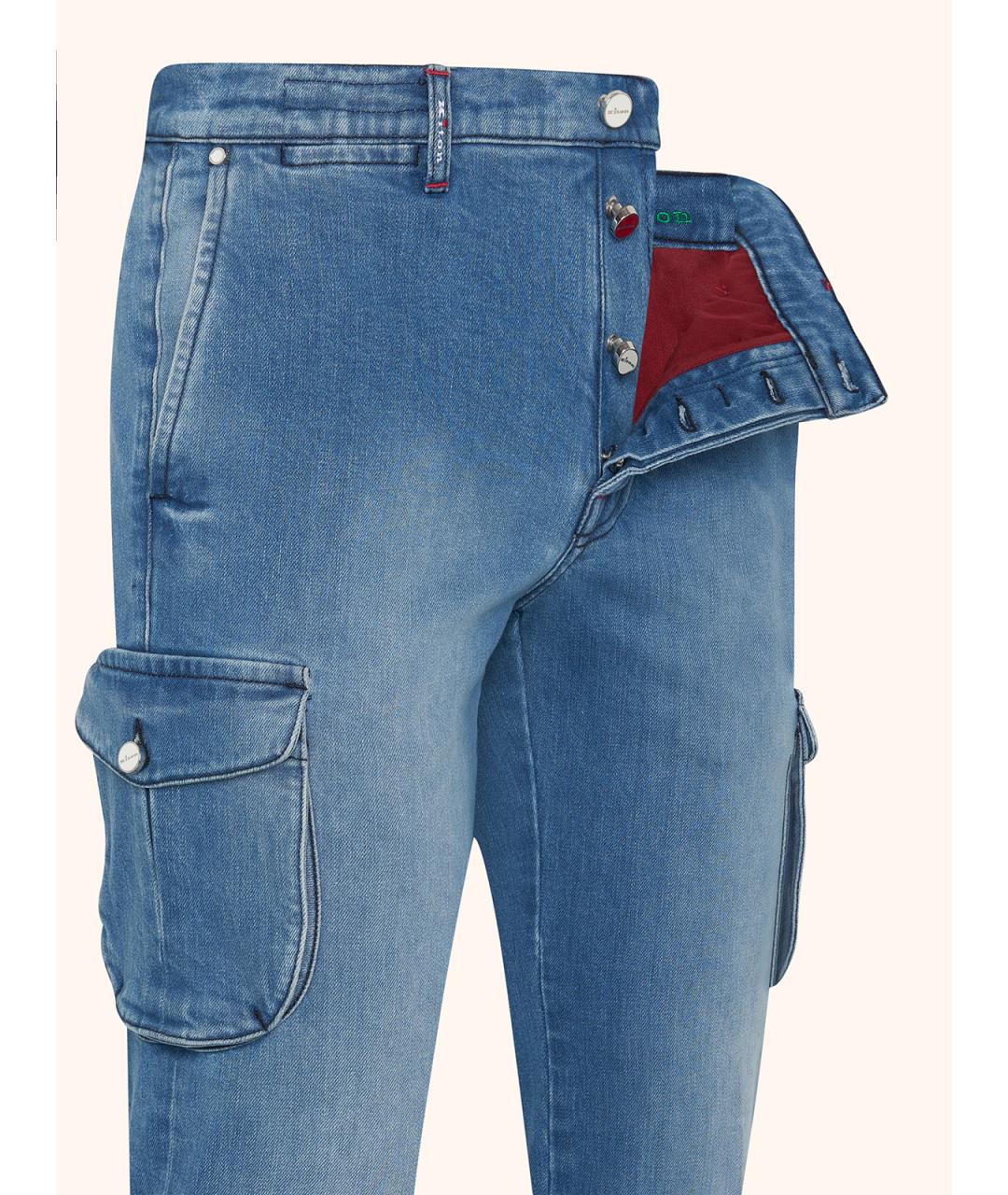 KITON Голубые хлопко-эластановые джинсы, фото 3