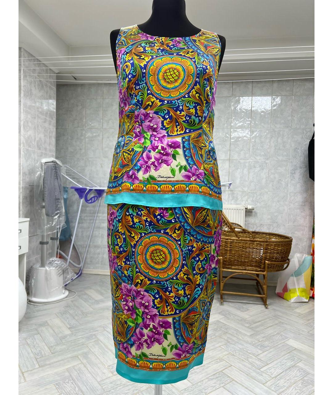 DOLCE&GABBANA Мульти шелковый костюм с юбками, фото 5