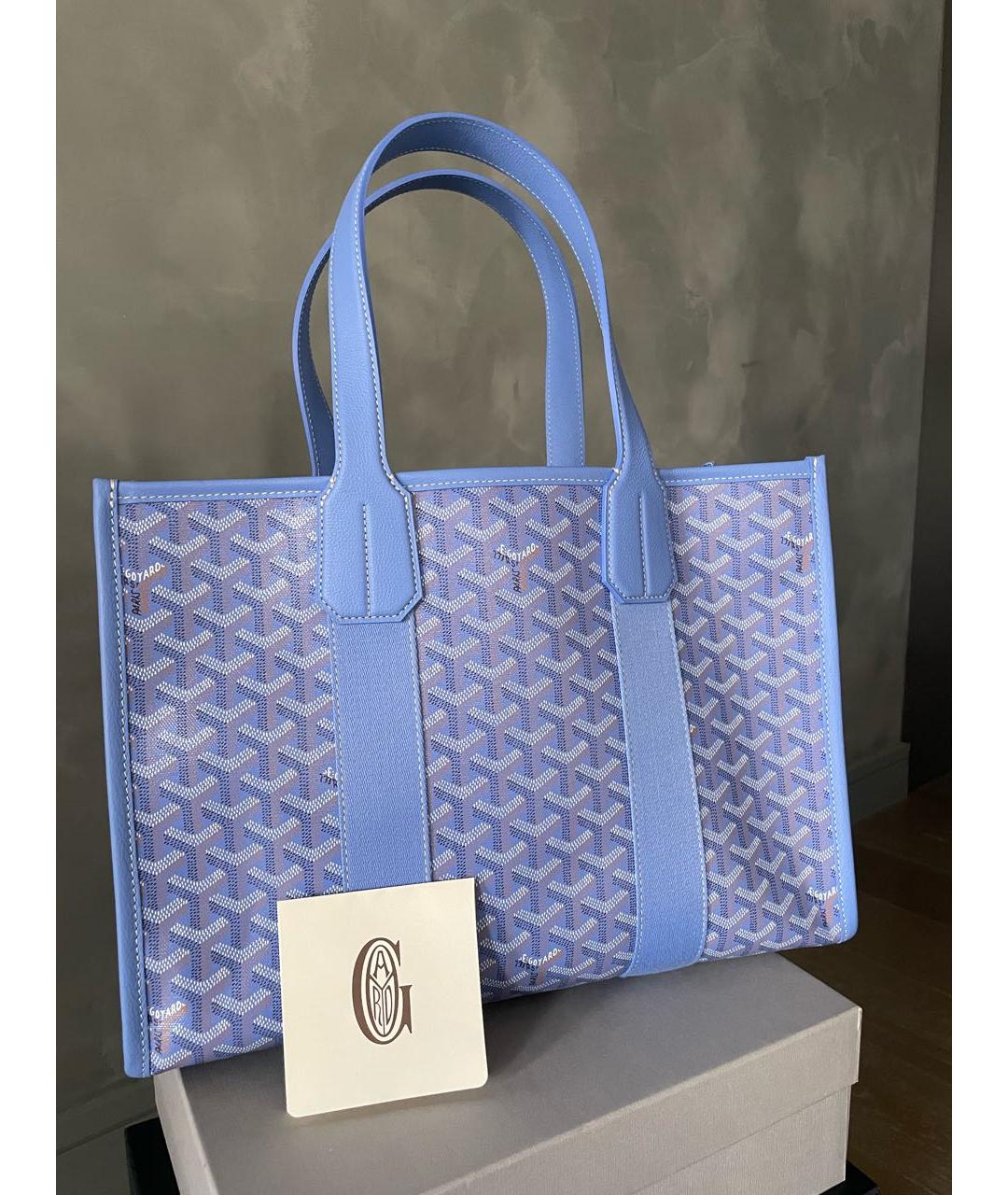 GOYARD Бирюзовая кожаная сумка тоут, фото 3