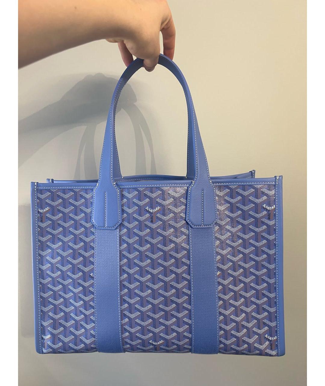 GOYARD Бирюзовая кожаная сумка тоут, фото 7