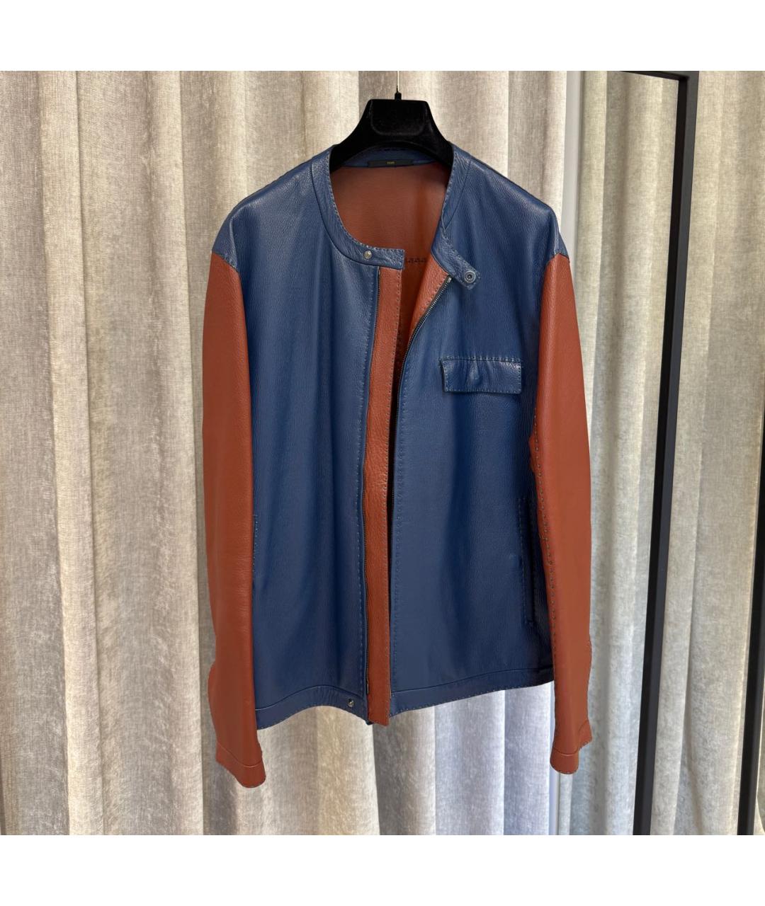 FENDI Синяя кожаная куртка, фото 5