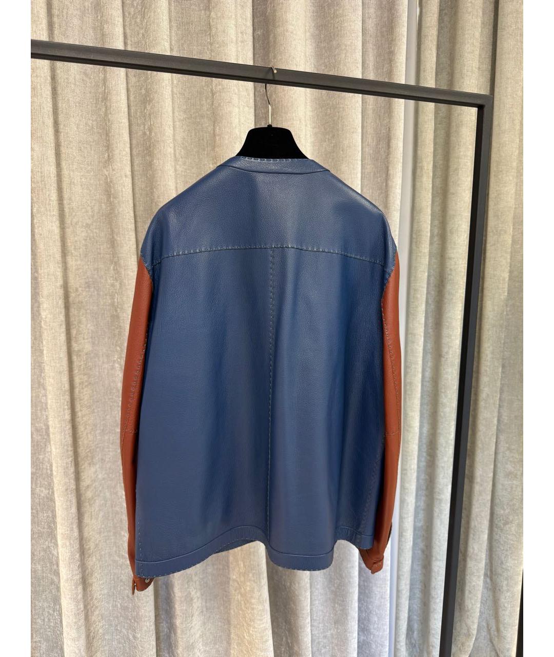 FENDI Синяя кожаная куртка, фото 2