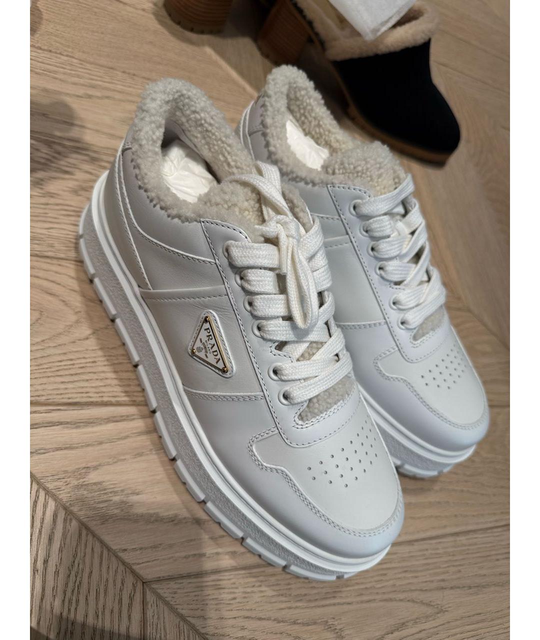 PRADA Белые кожаные кеды, фото 9