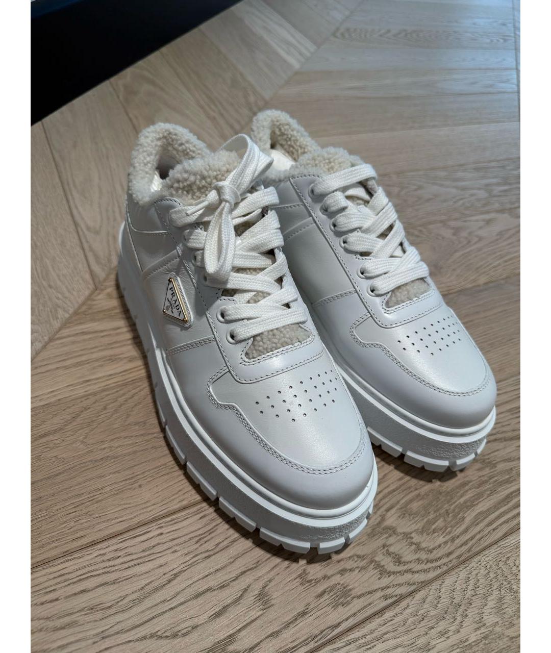 PRADA Белые кожаные кеды, фото 8