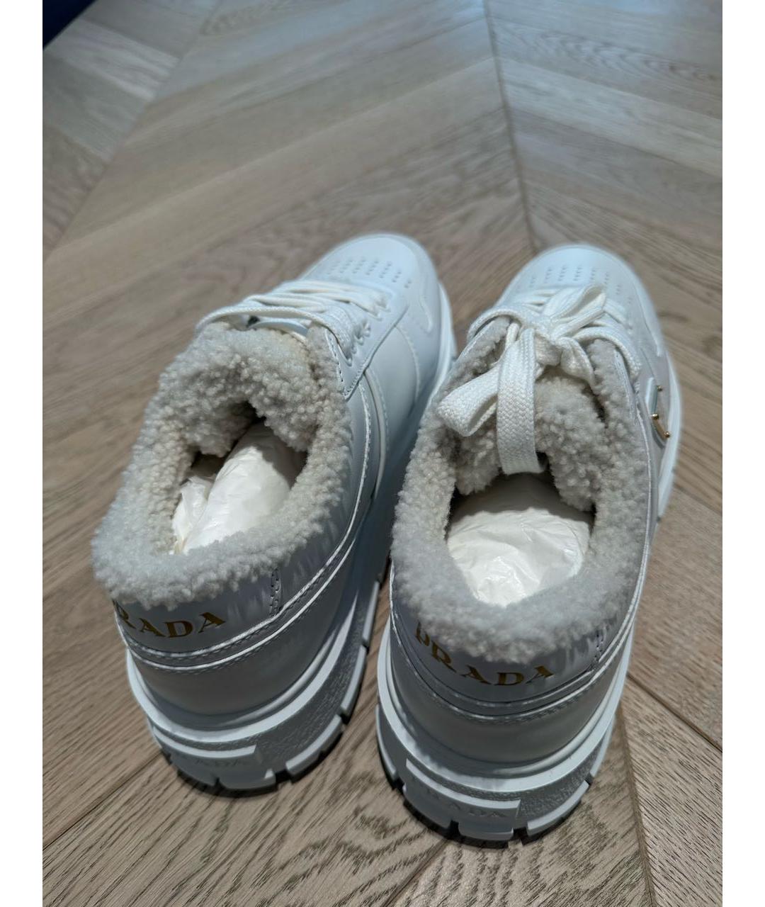 PRADA Белые кожаные кеды, фото 7