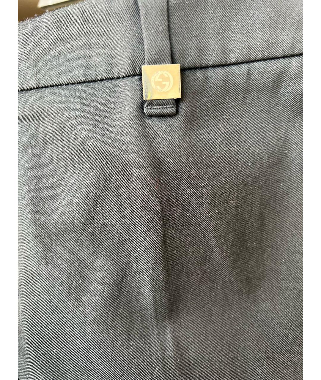 GUCCI Антрацитовые шерстяные прямые брюки, фото 4