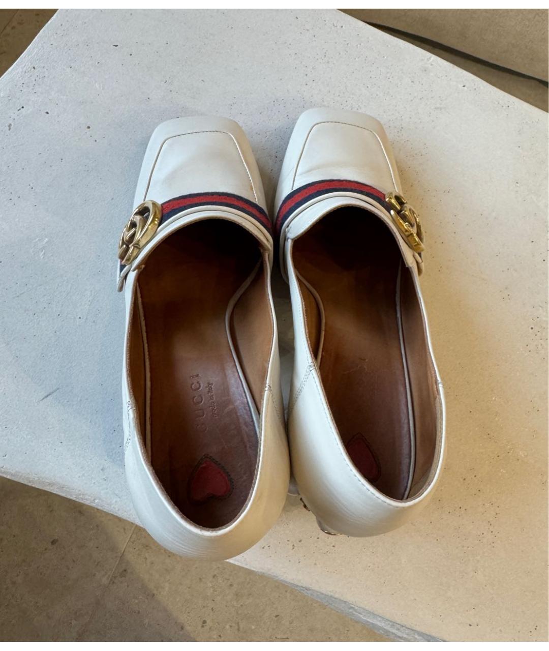 GUCCI Бежевые кожаные туфли, фото 3