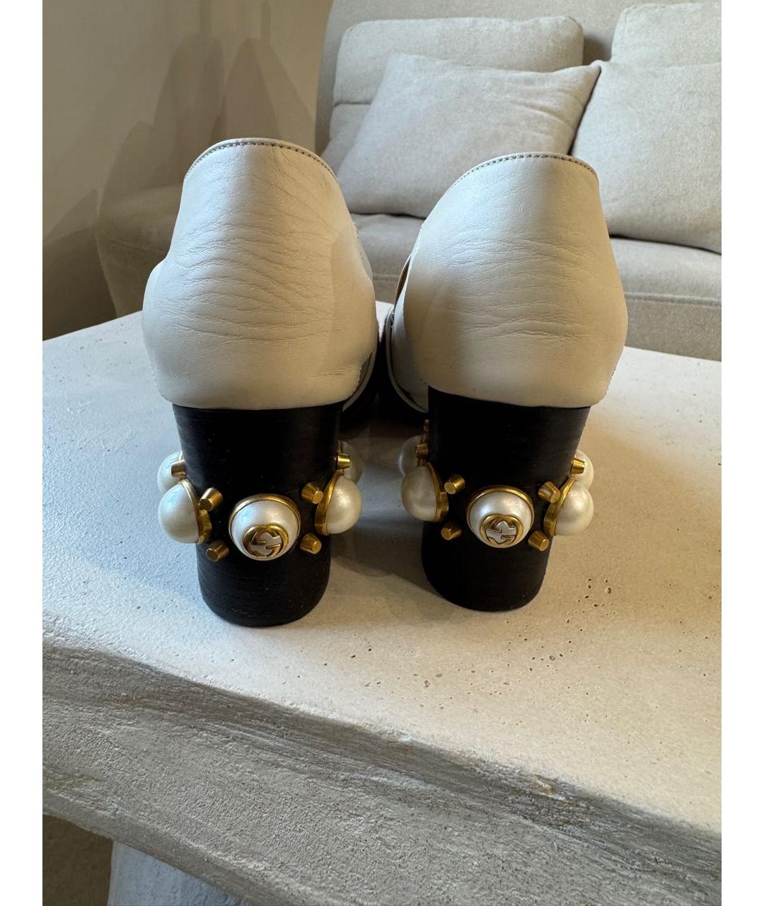 GUCCI Бежевые кожаные туфли, фото 4