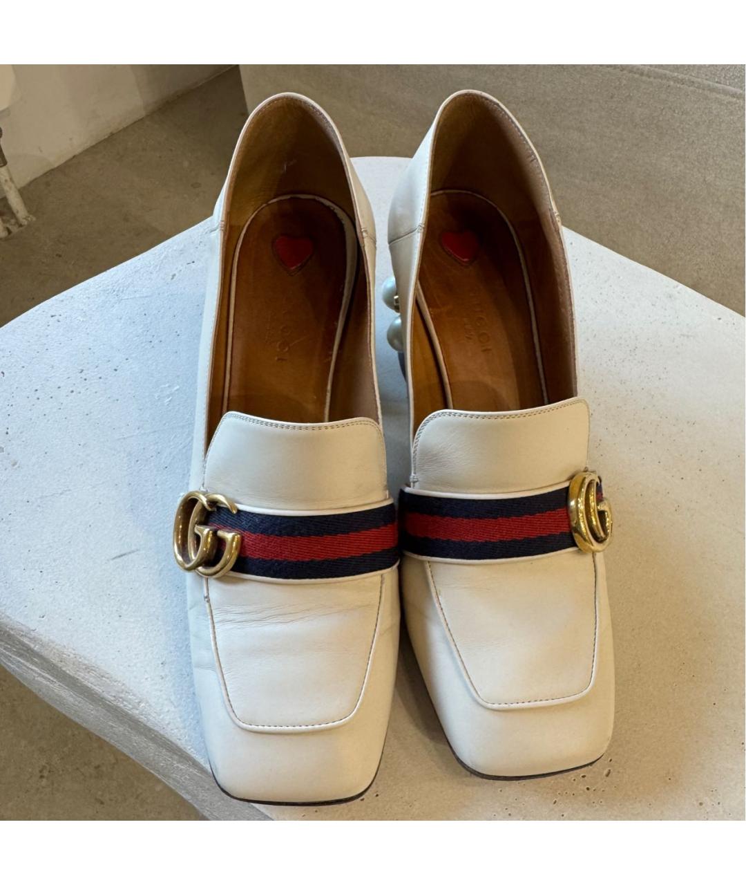 GUCCI Бежевые кожаные туфли, фото 2