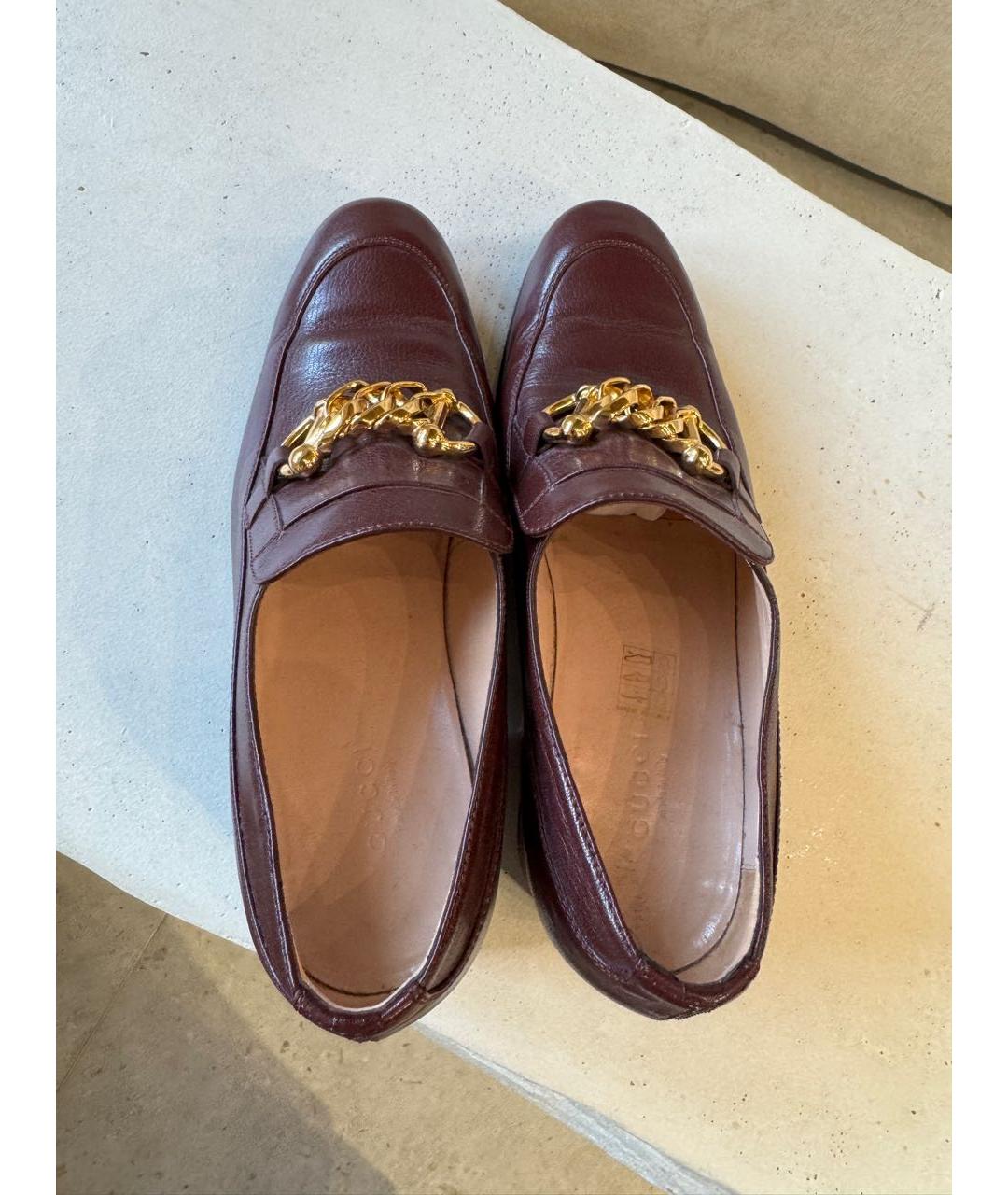GUCCI Бордовые кожаные туфли, фото 3