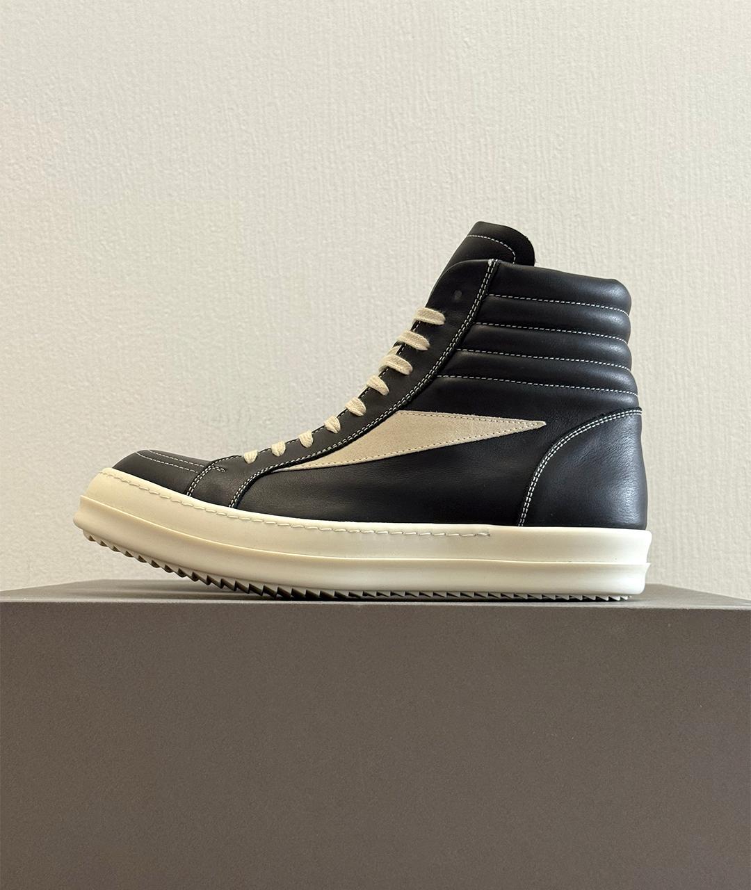 RICK OWENS Черные кожаные высокие кроссовки / кеды, фото 4