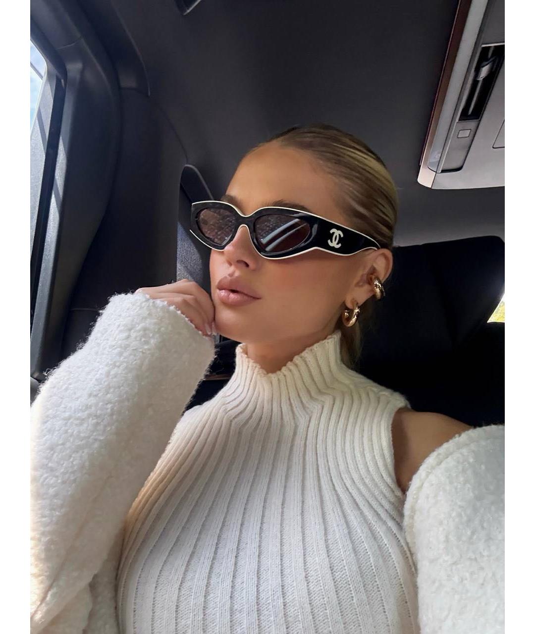 CHANEL Черные пластиковые солнцезащитные очки, фото 2