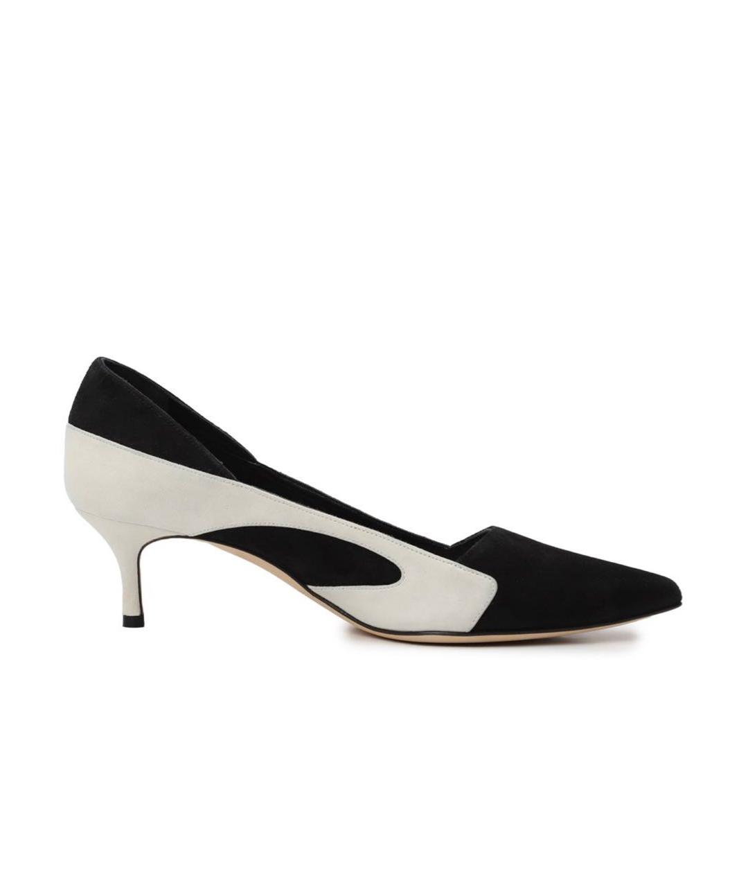 MANOLO BLAHNIK Черные замшевые лодочки на низком каблуке, фото 6