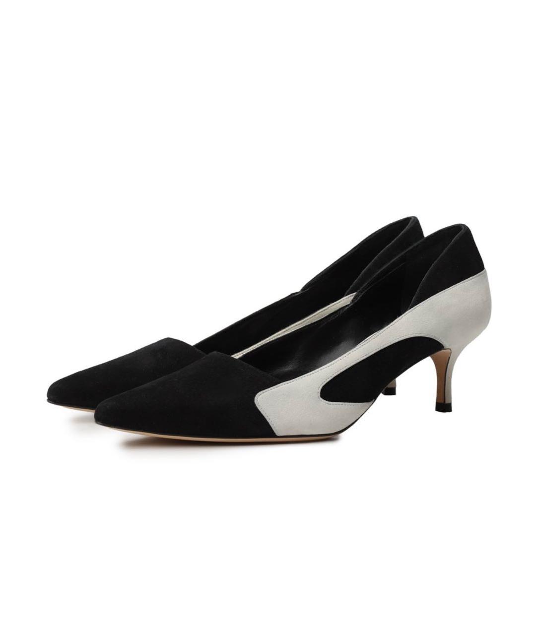 MANOLO BLAHNIK Черные замшевые лодочки на низком каблуке, фото 2