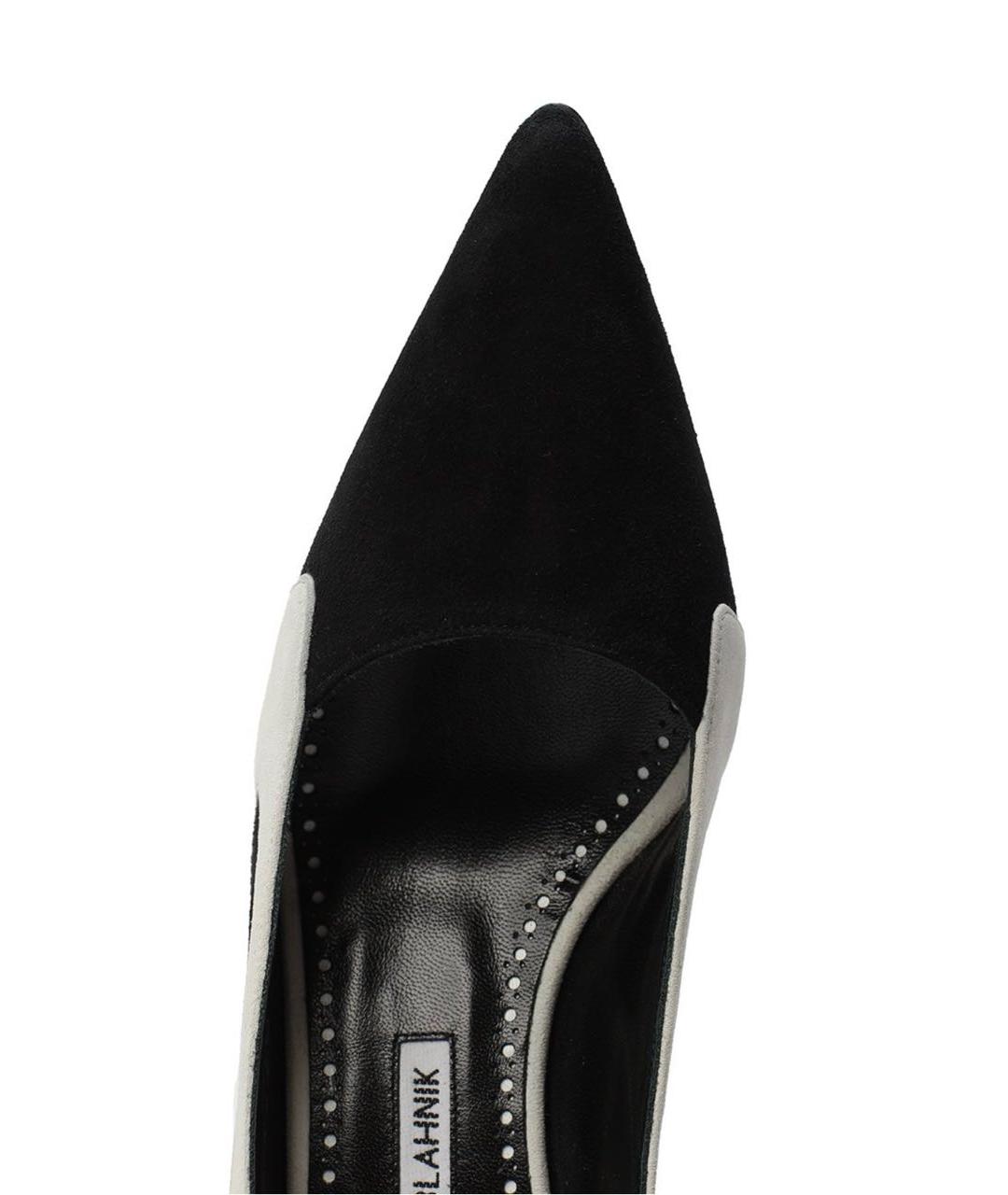 MANOLO BLAHNIK Черные замшевые лодочки на низком каблуке, фото 5