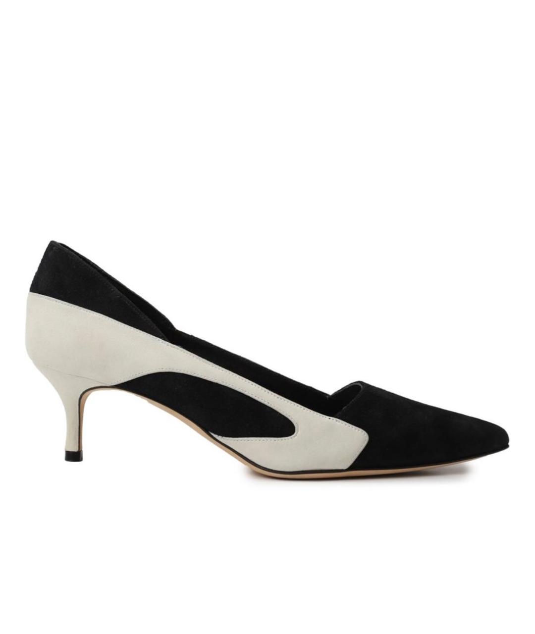 MANOLO BLAHNIK Черные замшевые лодочки на низком каблуке, фото 8